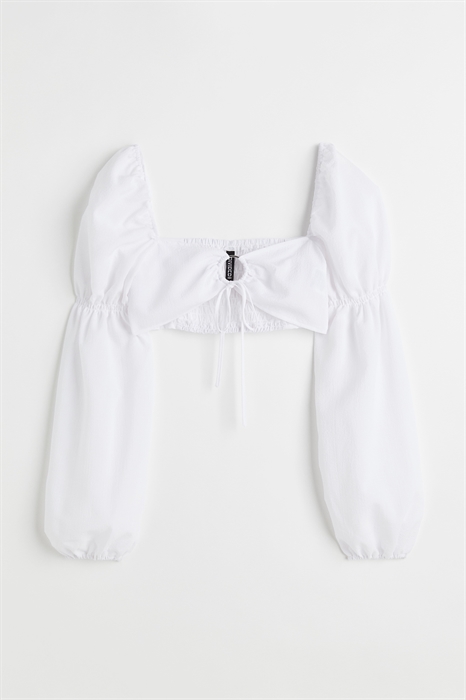 Короткая блузка с объемными рукавами - Фото 12485674