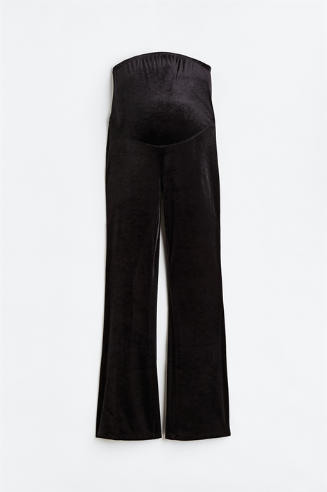 Расклешенные велюровые брюки MAMA - Фото 12500744
