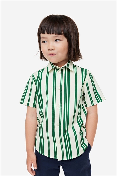 Хлопковая рубашка с короткими рукавами - Фото 12502155