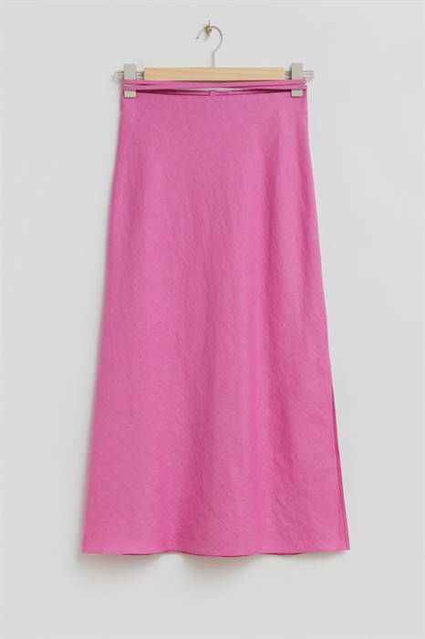 Льняная юбка-миди с завязками - Фото 12519114