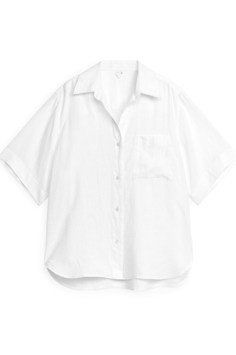 Льняная рубашка с воротником-кубанкой - Фото 12529557