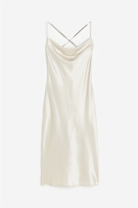 Атласное платье-комбинация с украшением из страз - Фото 12530307