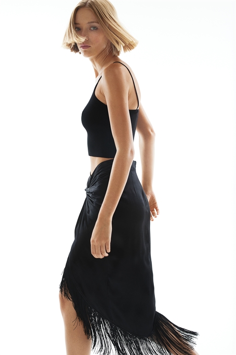 Атласная юбка с бахромой - Фото 12532519