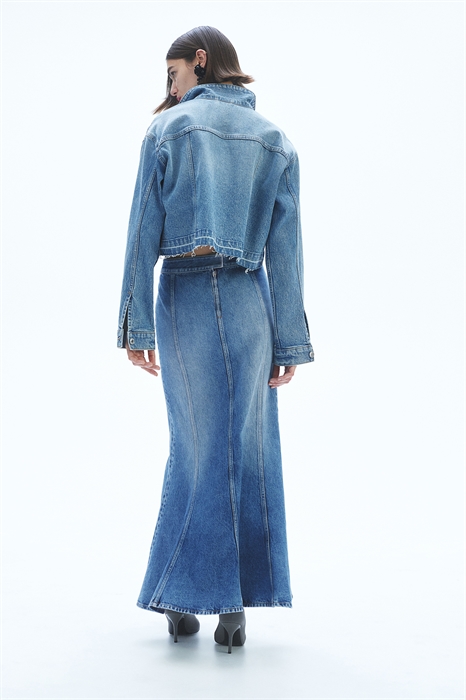 Расклешенная джинсовая юбка - Фото 12571862