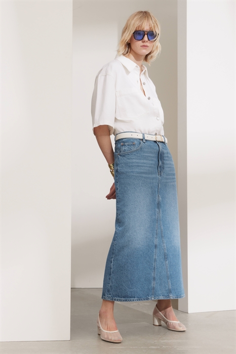 Джинсовая юбка длины миди - Фото 12581951