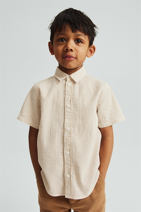 Хлопковая рубашка с короткими рукавами - Фото 12607617