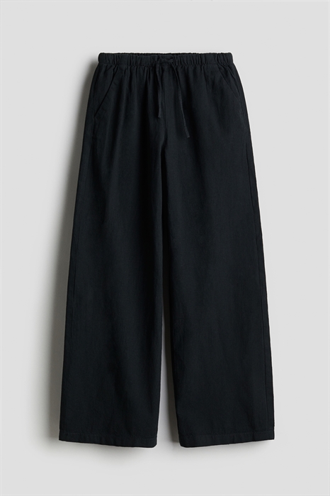 Широкие брюки-слипы из смеси льна и хлопка - Фото 12607960