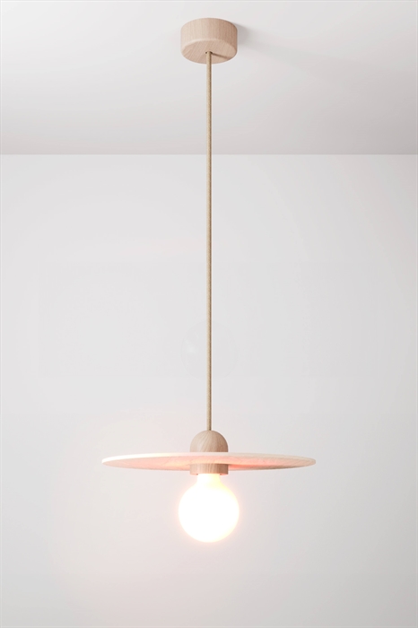 Потолочный светильник, деревянный абажур Ufo с лампочкой - Фото 12618826