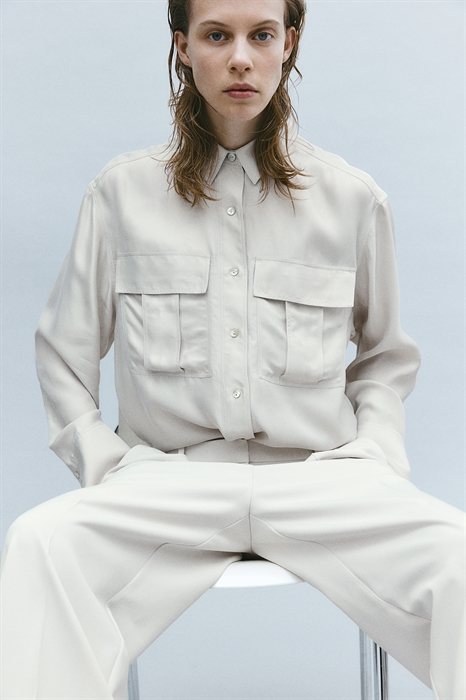Утилитарная блузка из шелкового микса - Фото 12620030