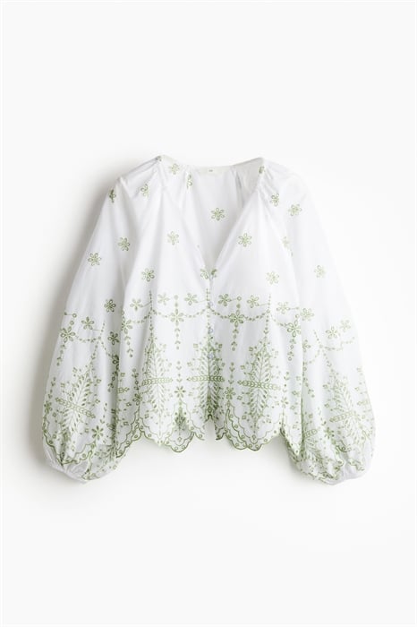 Блузка из хлопка с вышивкой - Фото 12621196