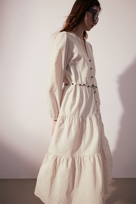 Платье из льняной смеси с многоярусной юбкой - Фото 12652639
