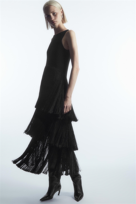 Многоярусное платье-миди с бахромой - Фото 12841618