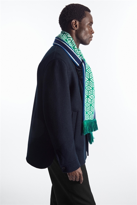 Футбольный шарф из шерсти с жаккардовым узором - Фото 12851758