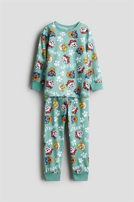 Пижама из хлопкового трикотажа с принтом - Фото 12919901