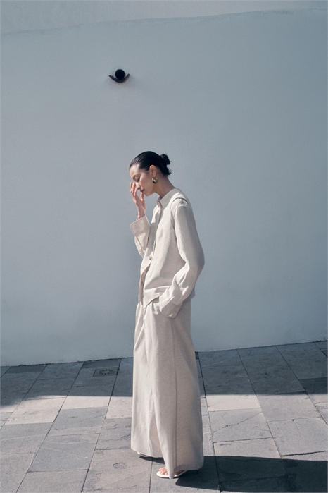 Широкие брюки из льняной смеси 1259143002 - Фото 13483509