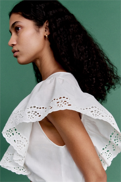 Блузка с отделкой бродери англез 1282176001 - Фото 13515218