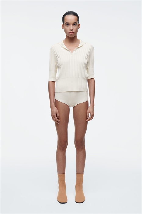 Микрошорты из шелка с ребристой вязкой 1296905002 - Фото 13517364