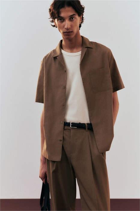 Рубашка из льняного бленда с короткими рукавами 1256946006 - Фото 13522814