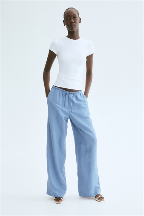 Прямые брюки из льняной смеси 1259076002 - Фото 13522863