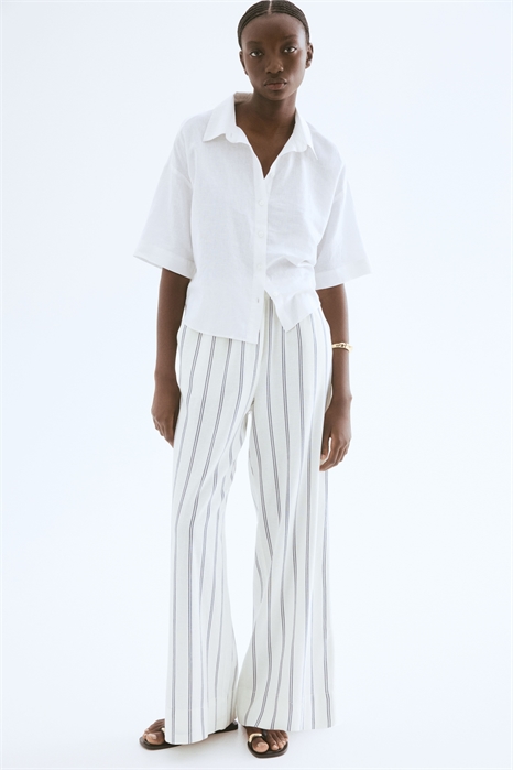 Широкие брюки из льняного бленда 1259098003 - Фото 13522921