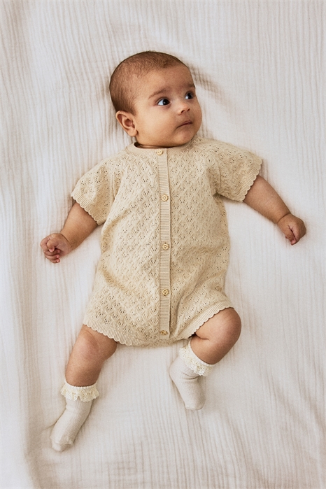 Костюм ромпер из хлопка с пуантельевой вязкой 1281374001 - Фото 13524315