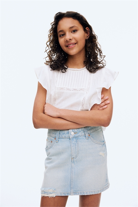 Джинсовая юбка с потертыми деталями 1281740001 - Фото 13524323