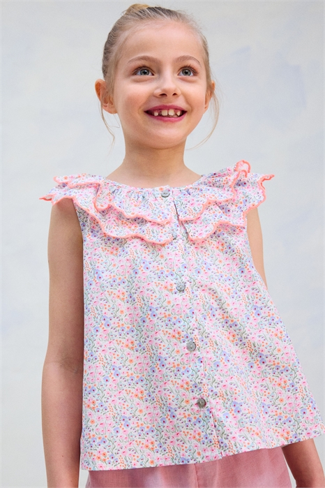 Блузка из хлопка с многоярусным воротником 1275732002 - Фото 13526989