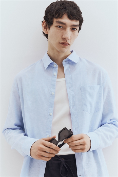 Рубашка Regular Fit из льняного бленда 1256945003 - Фото 13534918