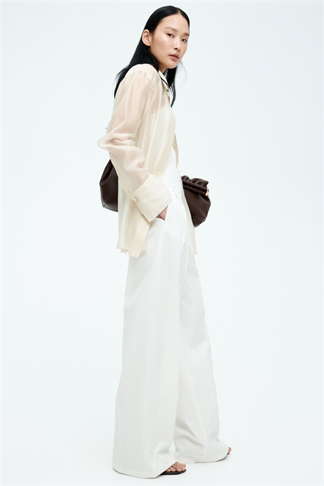 Хлопковые брюки со складками спереди 1282952001 - Фото 13541101