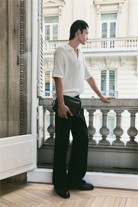 Рубашка-поло свободного покроя из трикотажа в рубчик 1259987002 - Фото 13543156