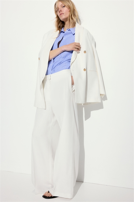 Широкие брюки из льняной смеси 1259080004 - Фото 13543764