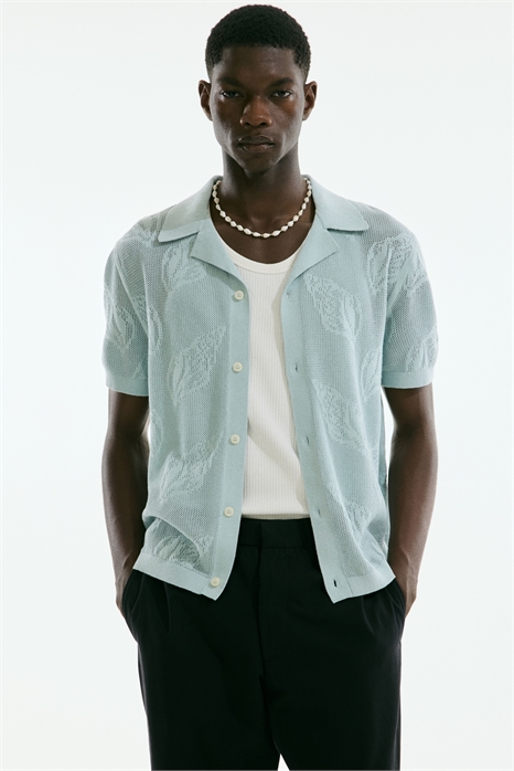 Рубашка с жаккардовым трикотажным воротником Regular Fit 1276940001 - Фото 13546026