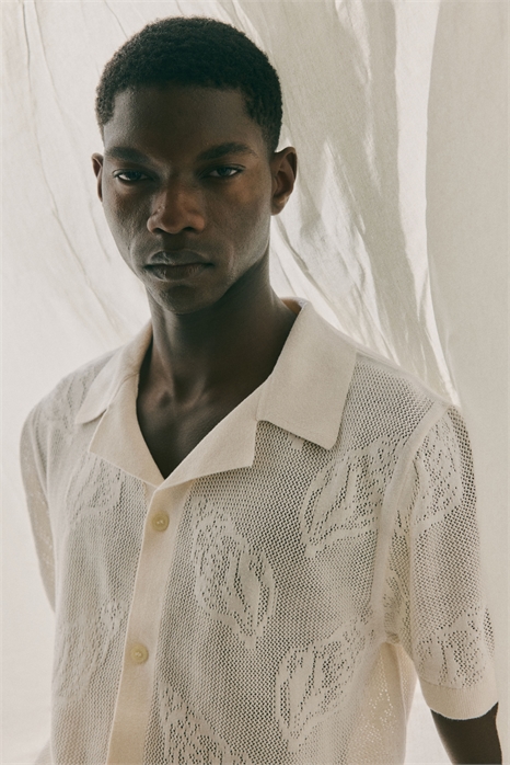 Рубашка с жаккардовым трикотажным воротником Regular Fit 1276940002 - Фото 13546033