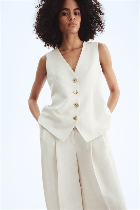 Костюмная жилетка из льняного бленда 1277042001 - Фото 13546072