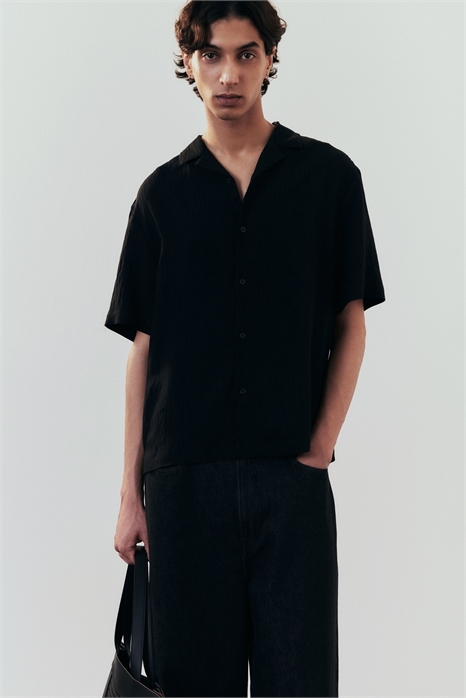 Рубашка из жатой ткани с коротким рукавом Loose Fit 1277585001 - Фото 13546155