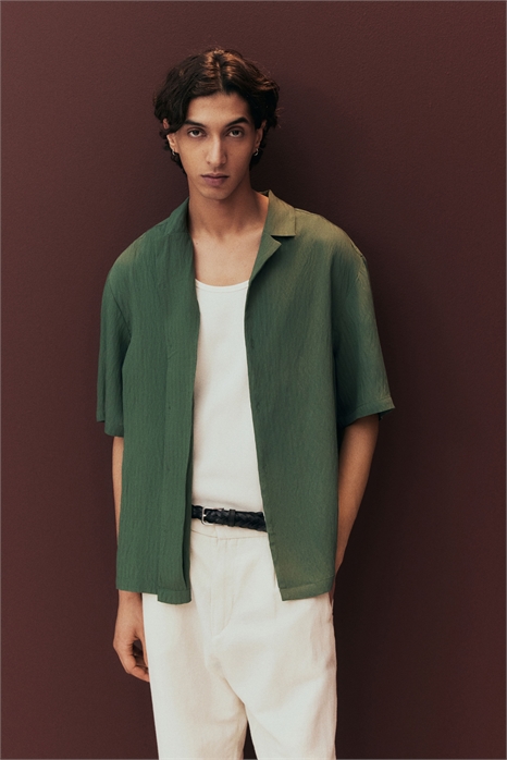 Рубашка из жатой ткани с коротким рукавом Loose Fit 1277585002 - Фото 13546161