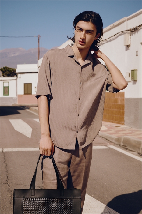 Рубашка из жатой ткани с коротким рукавом Loose Fit 1277585003 - Фото 13546167