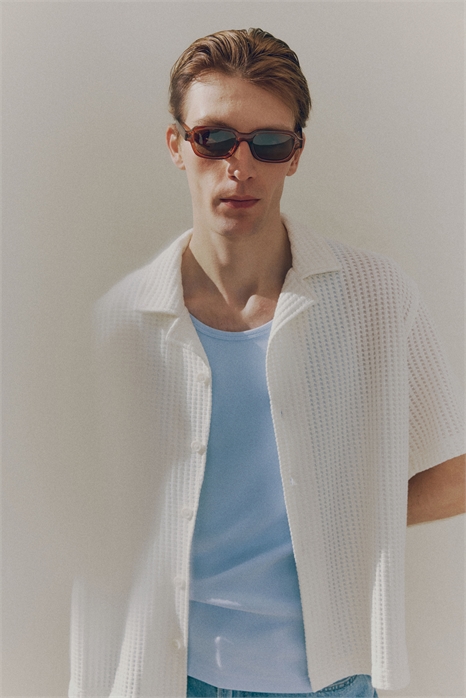 Свободная рубашка из вафельного курортного трикотажа 1276098002 - Фото 13555481