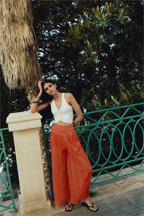 Широкие брюки с кружевной отделкой 1259464006 - Фото 13566891