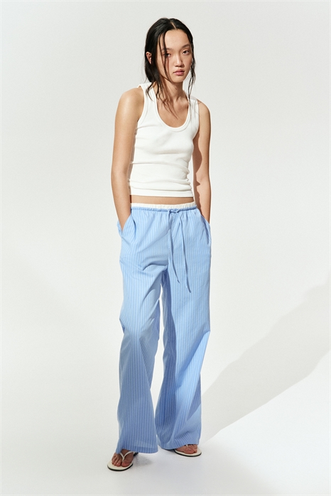 Брюки с двойным поясом из поплина на резинке 1270295003 - Фото 13567131