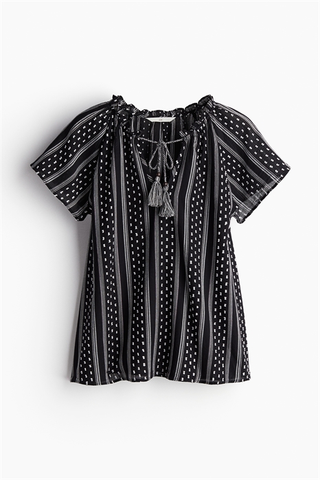 Хлопковая блузка с рисунком на бретелях 1232656002 - Фото 13569418