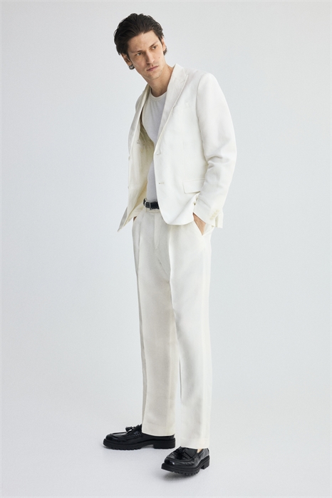 Костюмные брюки Regular Fit из льняного бленда 1272492001 - Фото 13579531