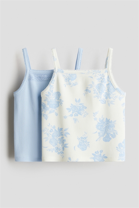 Хлопковые топы на бретельках в упаковке из 2 штук 1282744001 - Фото 13580720