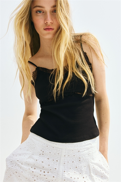 Топ на бретельках с кружевным декором 1289939002 - Фото 13581726