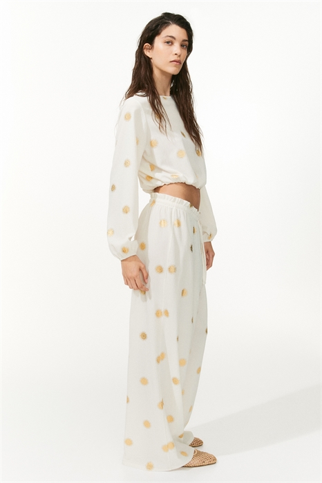 Брюки с завязками из мятого трикотажа 1294743001 - Фото 13581935