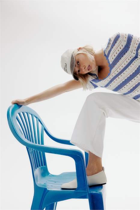 Трикотажный топ с воротником 1276166002 - Фото 13589503