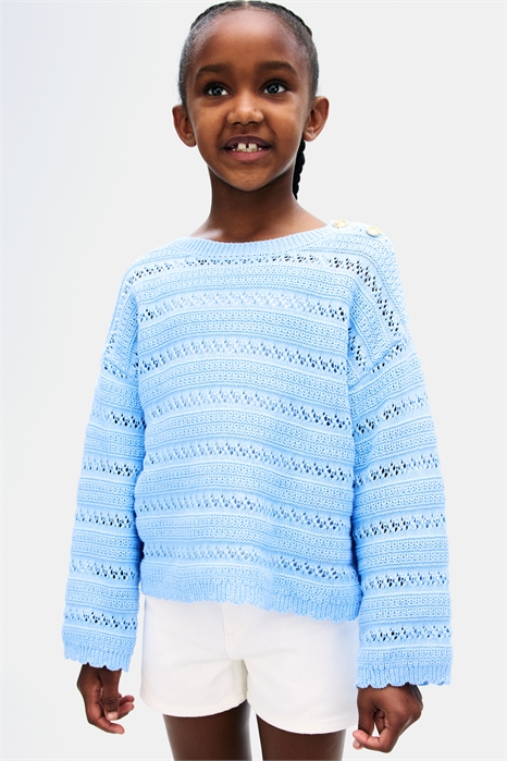 Джемпер из хлопка с пуантельевой вязкой 1276442002 - Фото 13593530