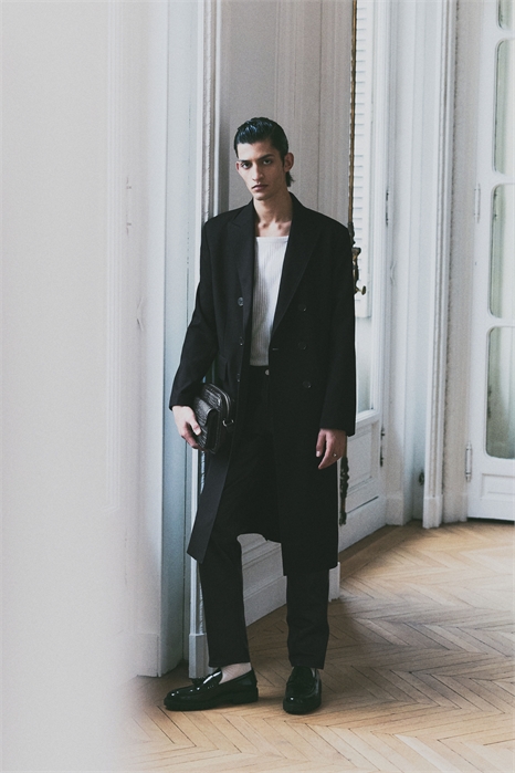 Двубортное пальто из саржи с расслабленной посадкой 1262236001 - Фото 13597252