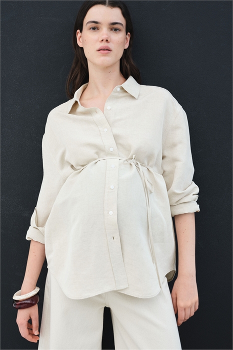 Рубашка из льняного бленда MAMA Before & After 1255756002 - Фото 13599800