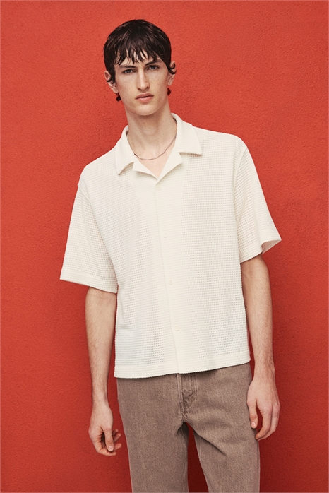 Свободная рубашка из вафельного курортного трикотажа 1263917002 - Фото 13600787